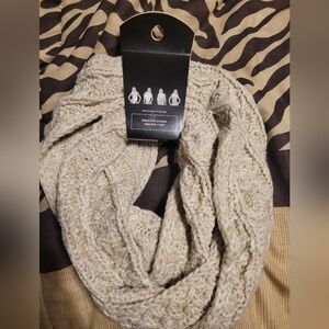 Elegant Beige Knit Infinity Scarf